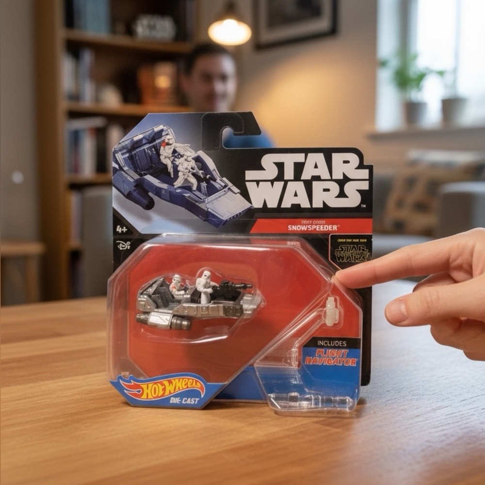 Hot Wheels Die Cast - Star Wars - First Order Snowspeeder w/ 2 storm Troopers